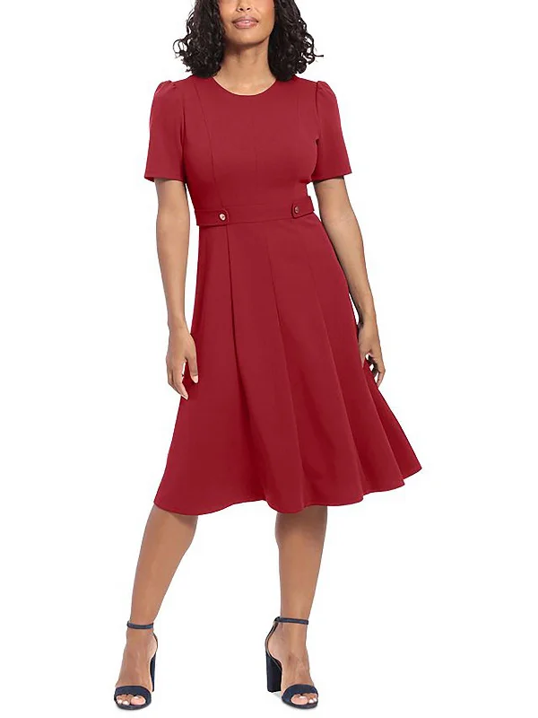 Versatile outfits to transition from day to night   Plus Womens Cocktail Midi Fit & Flare Dress