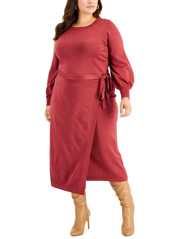 Designer-inspired women’s fashion at affordable prices   Plus Womens Faux Wrap Long Sweaterdress