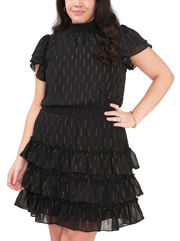 Stylish and comfortable outfits for women   Plus Womens Smocked Knee-Length Cocktail and Party Dress