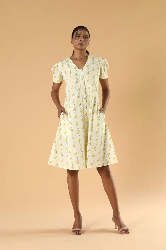 Refresh your closet with chic and comfy styles   Light Green Printed Cotton Dress