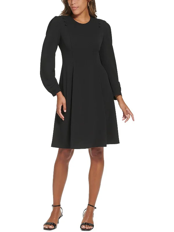Get noticed with eye-catching women’s fashion   Womens Crepe Button Shoulder Fit & Flare Dress
