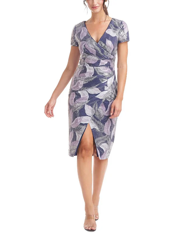 Elegant evening wear for special events   Womens Faux Wrap Knee Cocktail and Party Dress