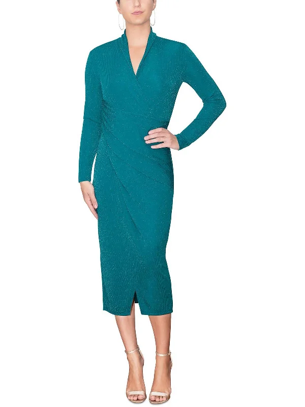 Discover the latest trends in women’s fashion   Womens Faux Wrap Midi Cocktail and Party Dress