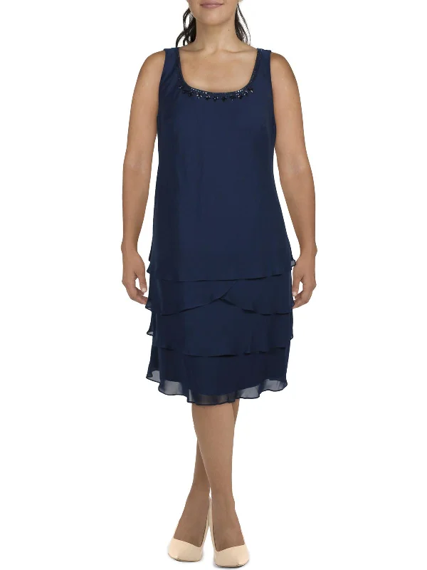 Soft, breathable fabrics for fashionable women   Womens Tiered Sleeveless Cocktail and Party Dress
