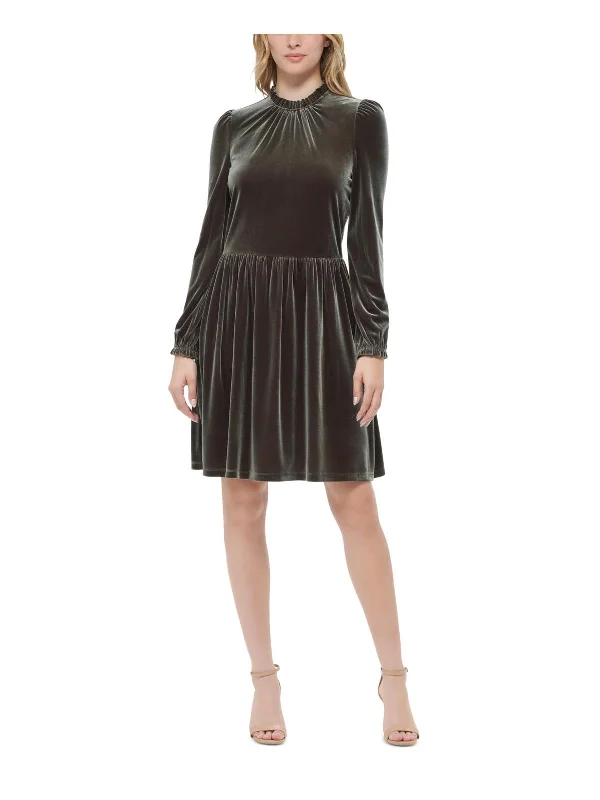 Step up your style with trendy women’s clothing   Womens Velvet Midi Fit & Flare Dress