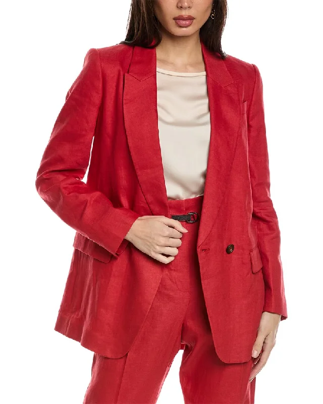 Casual outfits that elevate your style   Brunello Cucinelli Linen-Blend Blazer