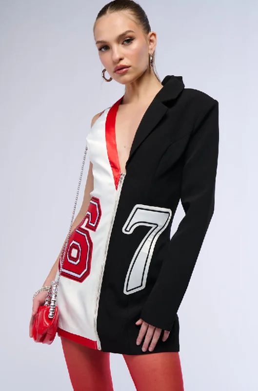 Sleek and sophisticated fashion for modern women   BUSINESS ON THE COURT BLAZER MINI DRESS