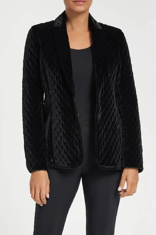 Stylish plus-size clothing for women   Holland Velvet Blazer In Black