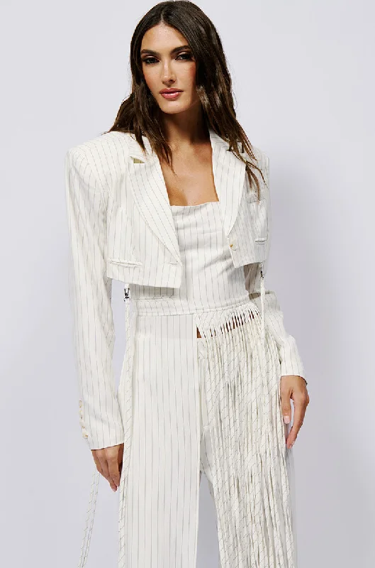 Essential women’s clothing for every season   OVER THE TOP CROPPED BLAZER IN WHITE