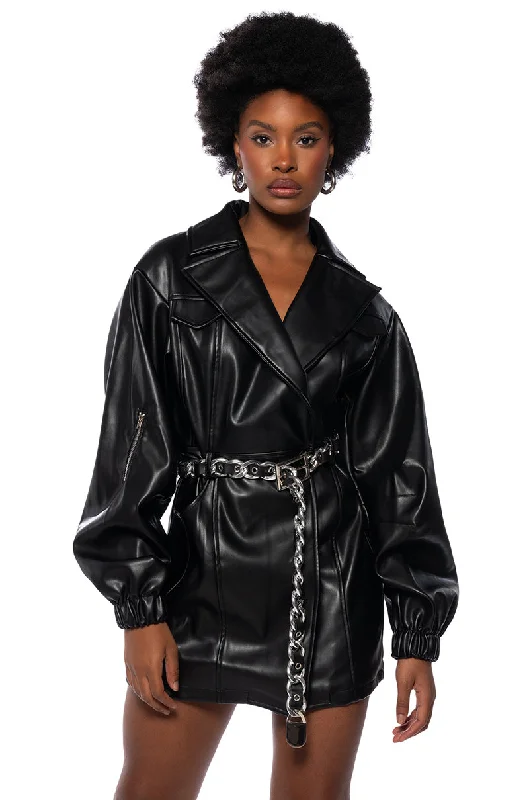 Sustainable fashion for stylish women   SHE'S SOPHISTICATED PU BLAZER DRESS