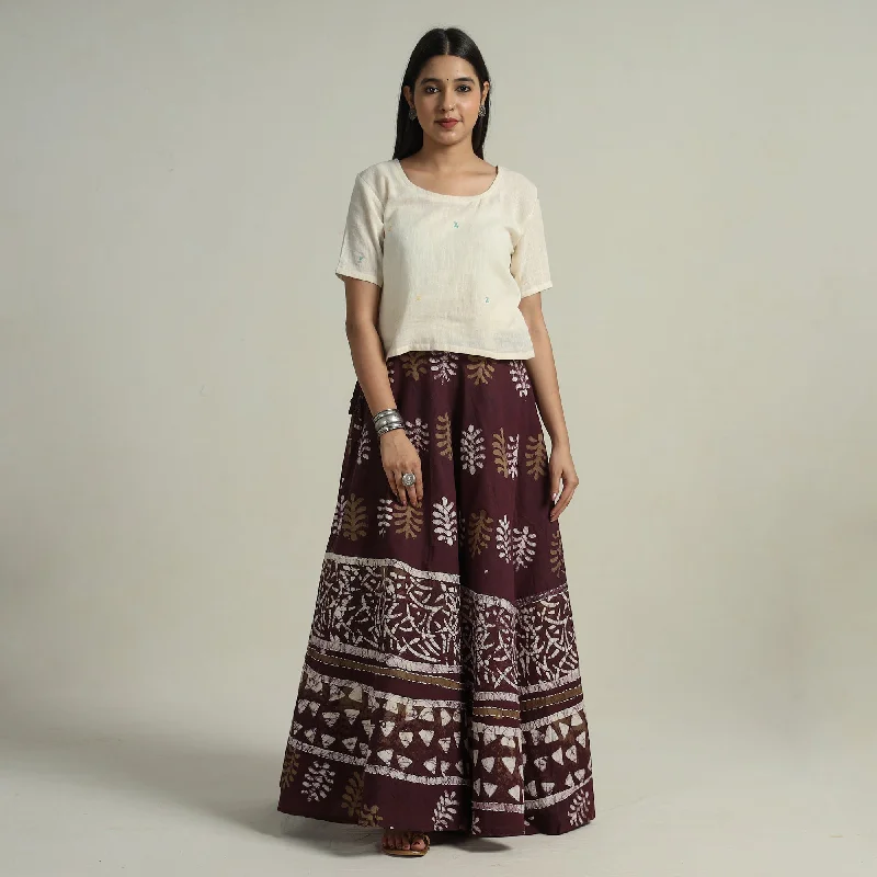 Casual yet chic women’s outfits for work or play Purple - Hand Batik Printed Running Stitch Cotton Long Skirt 33 Casual yet chic women’s outfits for work or play Purple - Hand Batik Printed Running Stitch Cotton Long Skirt 33