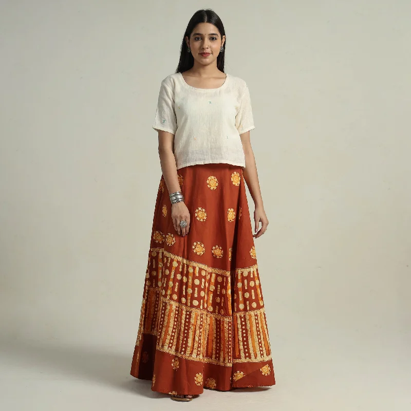 Women’s clothing that combines comfort and style Brown - Hand Batik Printed Running Stitch Cotton Long Skirt 03 Women’s clothing that combines comfort and style Brown - Hand Batik Printed Running Stitch Cotton Long Skirt 03