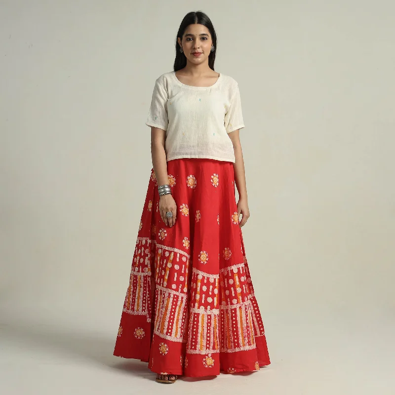 Trendsetting women’s clothing for fashion lovers Red - Hand Batik Printed Running Stitch Cotton Long Skirt 19 Trendsetting women’s clothing for fashion lovers Red - Hand Batik Printed Running Stitch Cotton Long Skirt 19