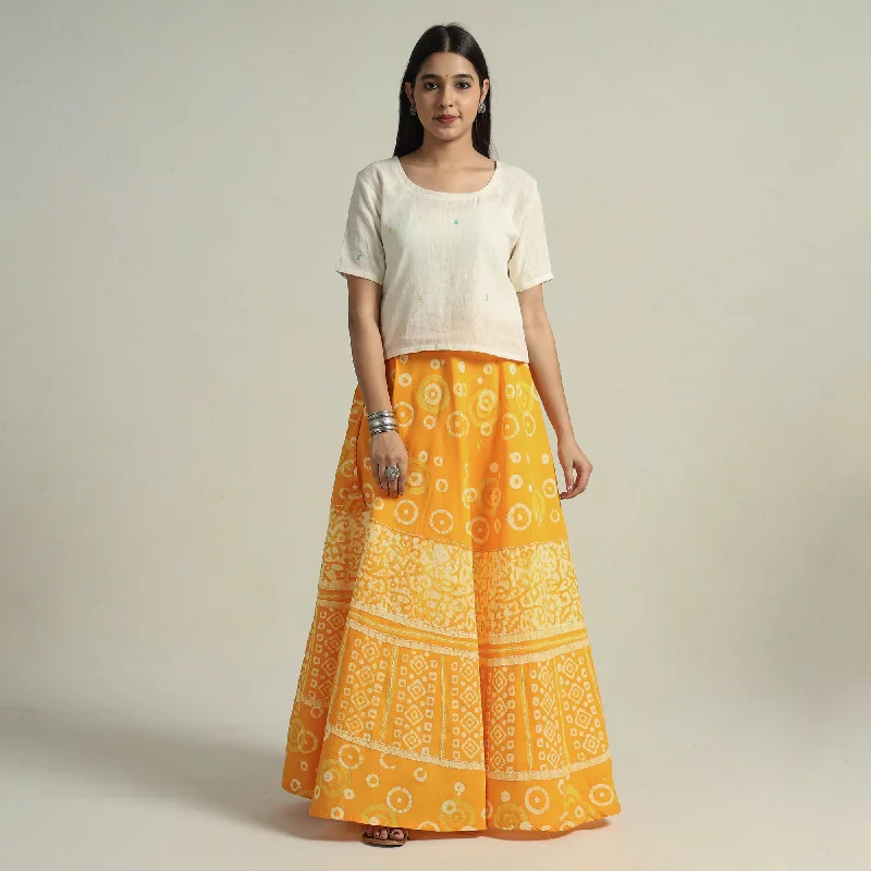 Modern fashion pieces designed for all women Yellow - Hand Batik Printed Running Stitch Cotton Long Skirt 07 Modern fashion pieces designed for all women Yellow - Hand Batik Printed Running Stitch Cotton Long Skirt 07