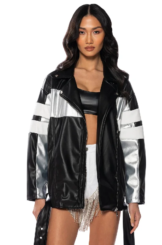 Feminine and fashionable clothing for every wardrobe   ASH OVERSIZED MOTO JACKET