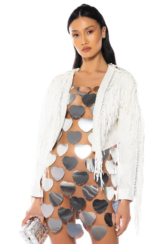Elegant casual clothing for modern women AZALEA WANG OLIVIER FRINGE JACKET IN WHITE Elegant casual clothing for modern women AZALEA WANG OLIVIER FRINGE JACKET IN WHITE