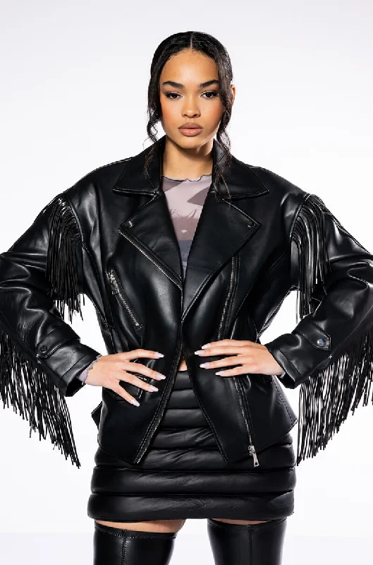 Look and feel your best in our women’s wear AZALEA WANG THE BOYFRIEND COWGIRL PU MOTO JACKET Look and feel your best in our women’s wear AZALEA WANG THE BOYFRIEND COWGIRL PU MOTO JACKET