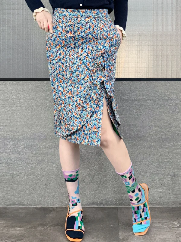 Express your style with fashionable women’s clothing Surprise Sale! Blue Jacquard Blossom Ruffle Slit Pencil Skirt Express your style with fashionable women’s clothing Surprise Sale! Blue Jacquard Blossom Ruffle Slit Pencil Skirt