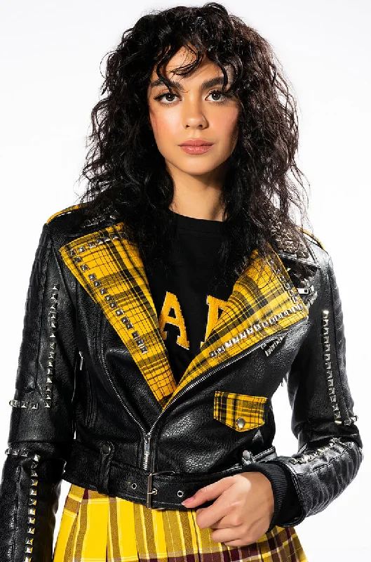 Timeless women’s fashion for any occasion COLLEGIATE BACK TO SCHOOL PLAID MOTO JACKET Timeless women’s fashion for any occasion COLLEGIATE BACK TO SCHOOL PLAID MOTO JACKET