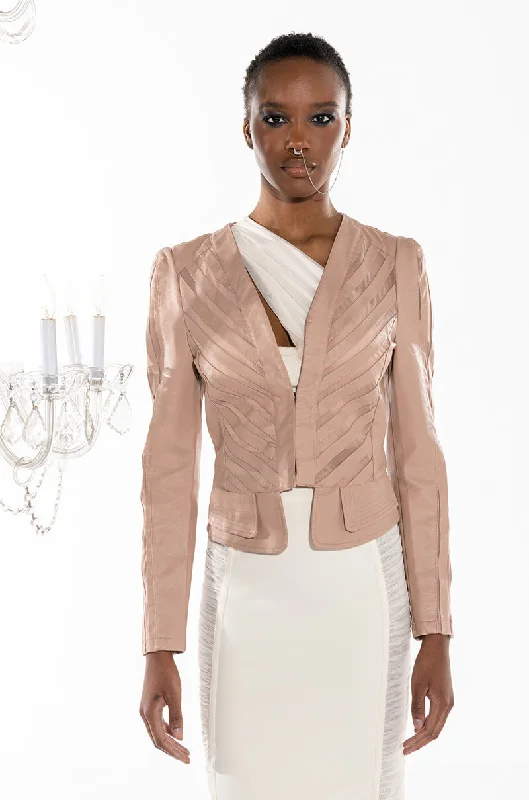 Elegant casual clothing for modern women COME A LITTLE CLOSER MESH PLEATHER PLUS JACKET Elegant casual clothing for modern women COME A LITTLE CLOSER MESH PLEATHER PLUS JACKET