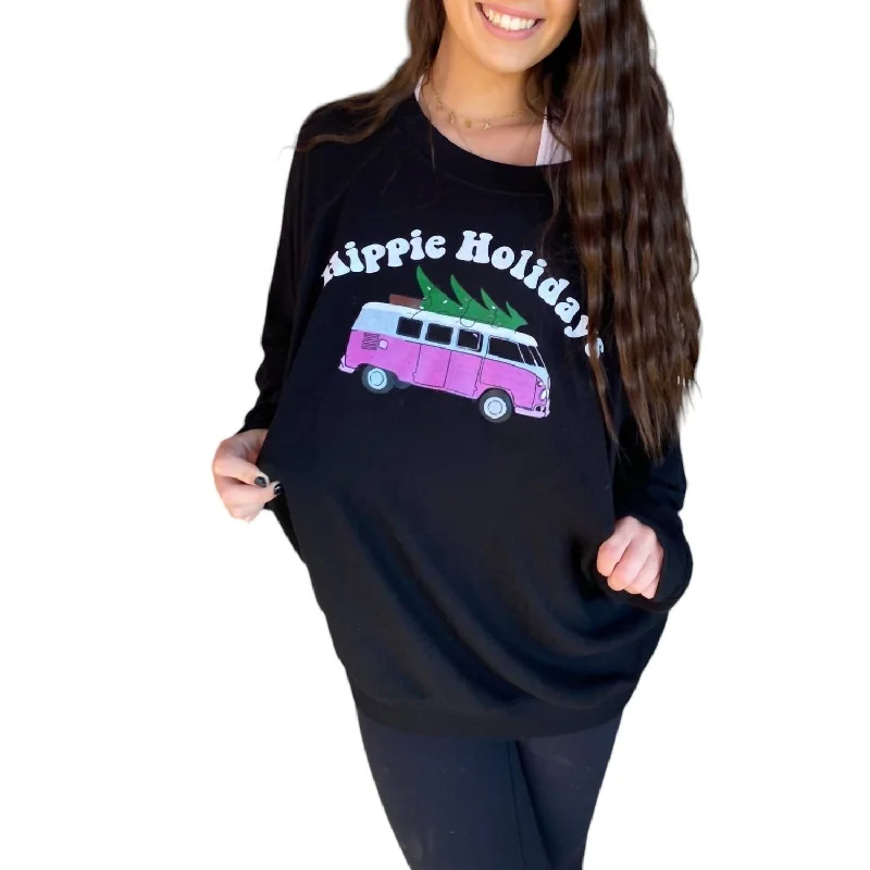 Elegant casual clothing for modern women   Corey Hippie Holidays Sweatshirt In Black