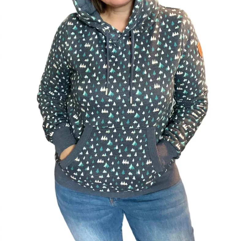 Fashionable clothing that fits every occasion   Crystal Pine Tree Hoodie In Navy