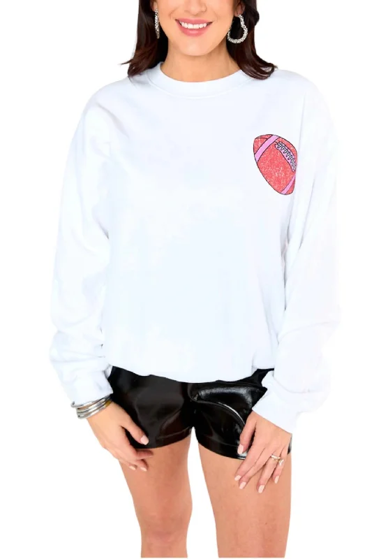Create a timeless wardrobe with fashionable pieces Devon Football Fun Sweatshirt In White Create a timeless wardrobe with fashionable pieces Devon Football Fun Sweatshirt In White