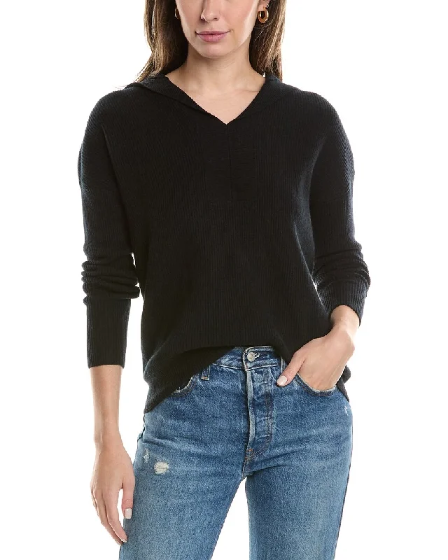 Sustainable fashion for stylish women   Forte Cashmere Tipped Rib Cashmere Hoodie