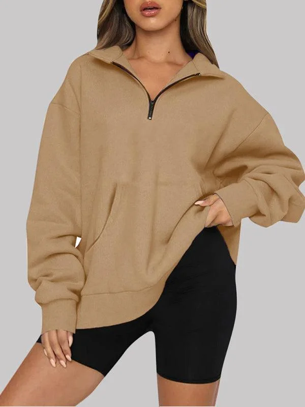 Discover the latest trends in women’s fashion   Front Pocket Zipper Women Sweatshirt