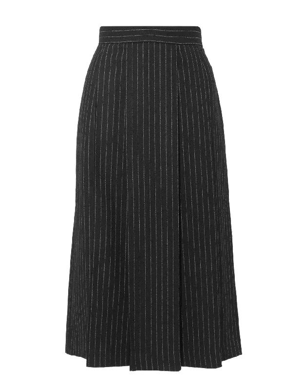 Curated collections for modern, fashionable women Gabrielle Dark Grey Pinstripe Wool Skirt Curated collections for modern, fashionable women Gabrielle Dark Grey Pinstripe Wool Skirt