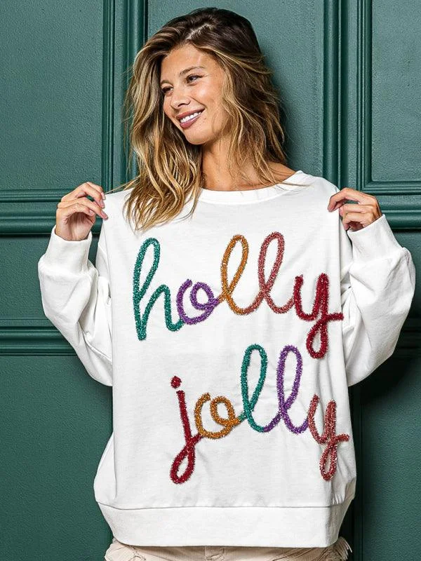 Versatile outfits to transition from day to night   Holly Print Women Sweatshirt