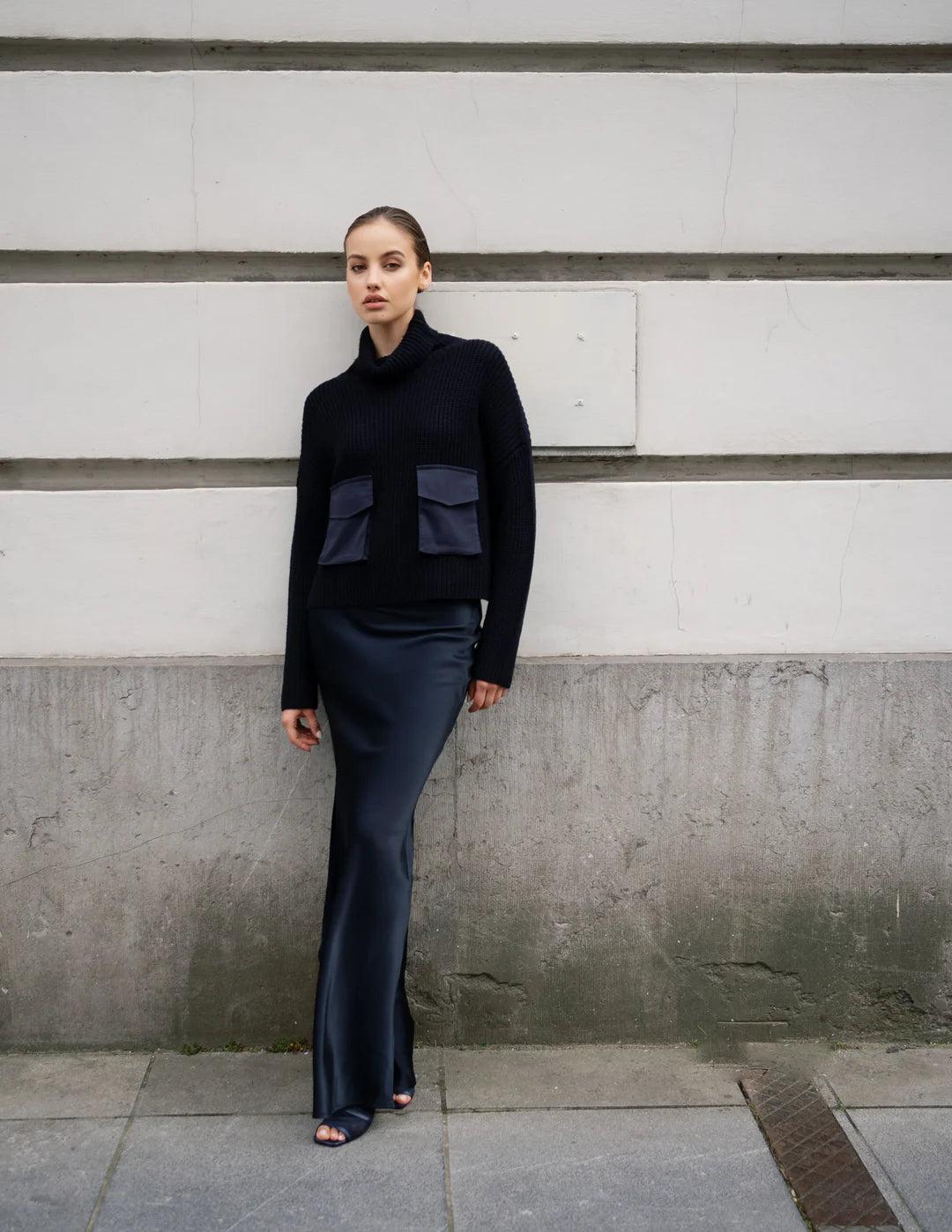 Fashion-forward women’s clothing on a budget   JOELLE LONG SKIRT NAVY - MARCH23