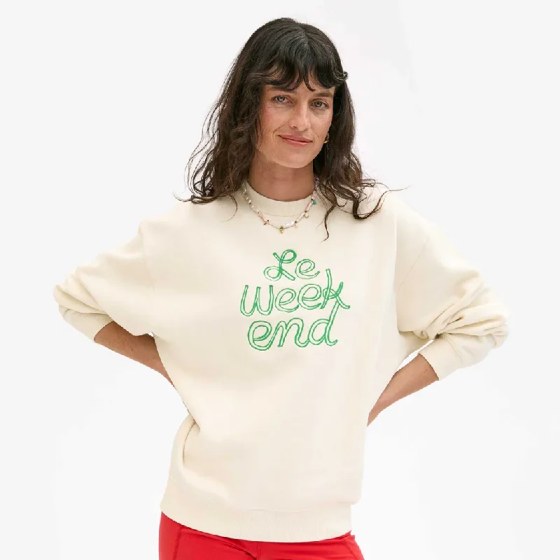 Latest fashion trends for modern women   "Le Weekend" Oversized Sweatshirt (Cream)