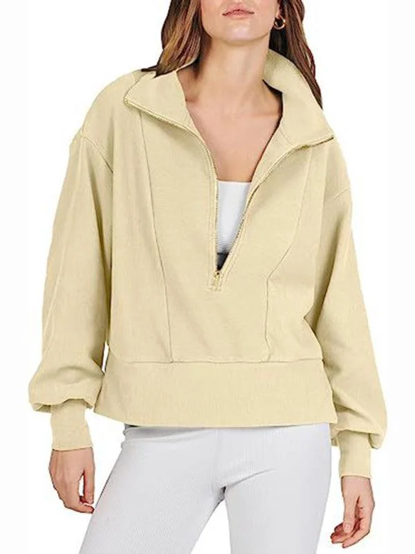 Versatile fashion options for every occasion   Loose Zipper Neck Women Sweatshirt