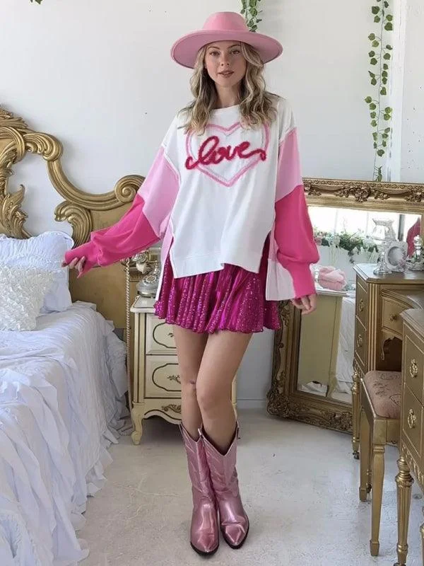 Fashionable women’s clothing that makes you shine   Love Embroidered Women Sweatshirt