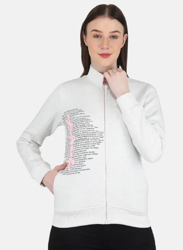 Affordable fashion that looks high-end   Women Off White Printed Sweatshirt