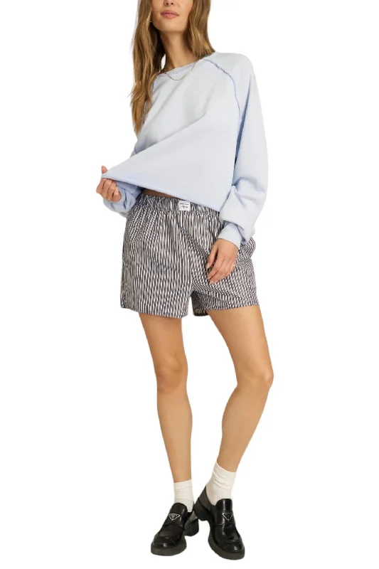 Feminine fashion to express your unique style   Paris Raglan Sweatshirt In Blue Dusk