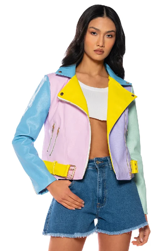 Chic for every occasion and style   PASTEL DREAMS MOTO JACKET