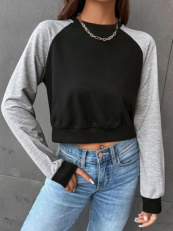 Essential women’s clothing for every season   Patchwork Women Cropped Sweatshirt