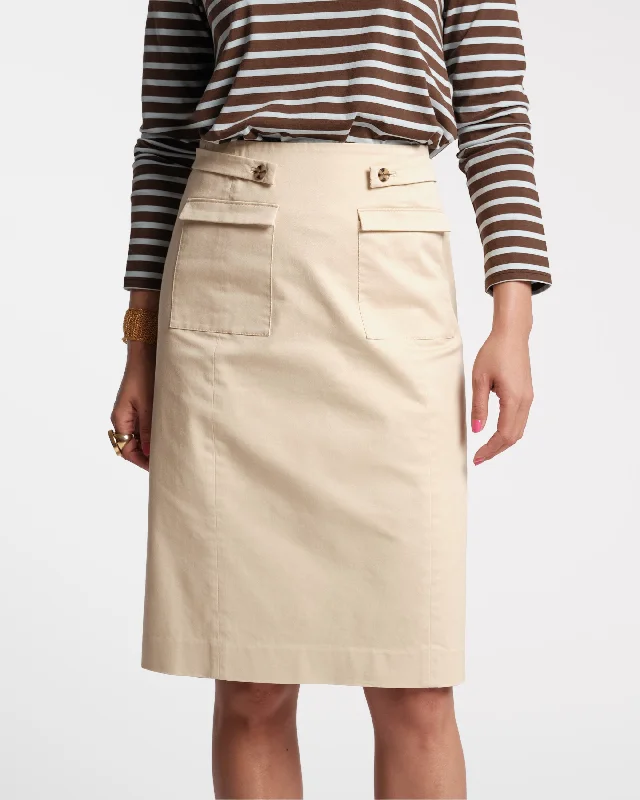 Stylish and comfortable outfits for women   Pencil Skirt Stretch Cotton Khaki