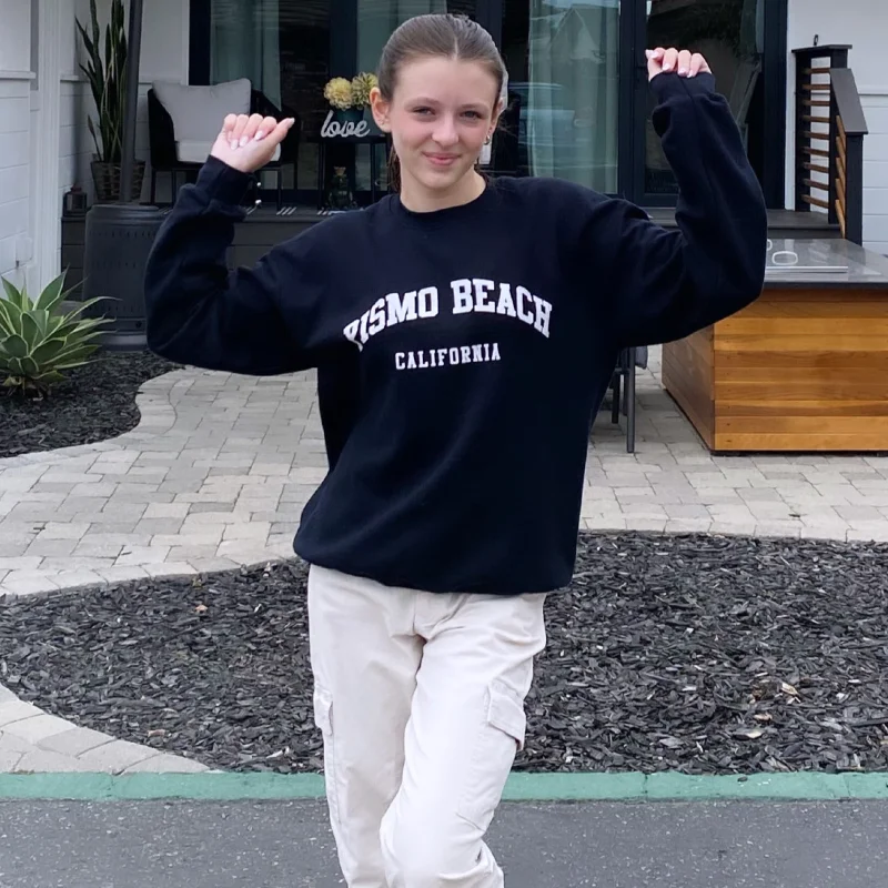 Chic, modern fashion for empowered women Pismo Beach California Graphic Sweatshirt Black Chic, modern fashion for empowered women Pismo Beach California Graphic Sweatshirt Black