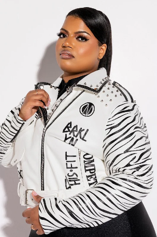 Sporty-chic women’s apparel for active lifestyles PLUS THE OG ZEPPELIN TAKES SUMMER MOTO JACKET Sporty-chic women’s apparel for active lifestyles PLUS THE OG ZEPPELIN TAKES SUMMER MOTO JACKET