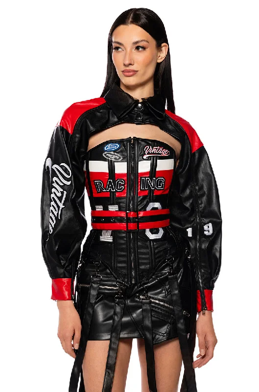 Casual outfits that elevate your style   RACING PU JACKET