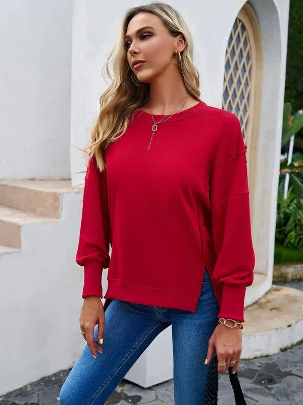 Trendy women’s clothing that suits every taste   Round Neck Solid Women Sweatshirt
