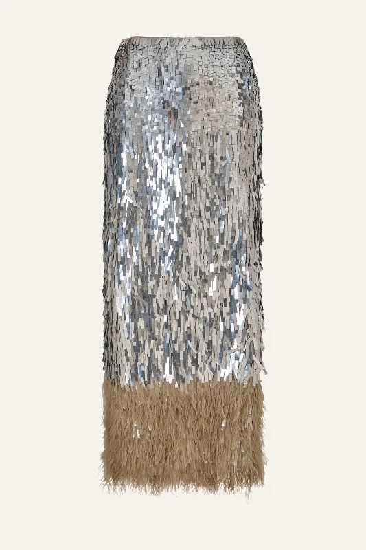 Affordable stylish women’s fashion collection   Visually Engaging Skirt in Silver