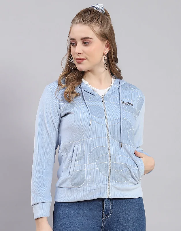 Feminine and fashionable clothing for every wardrobe Women Blue Printed Hooded Full Sleeve Sweatshirt Feminine and fashionable clothing for every wardrobe Women Blue Printed Hooded Full Sleeve Sweatshirt