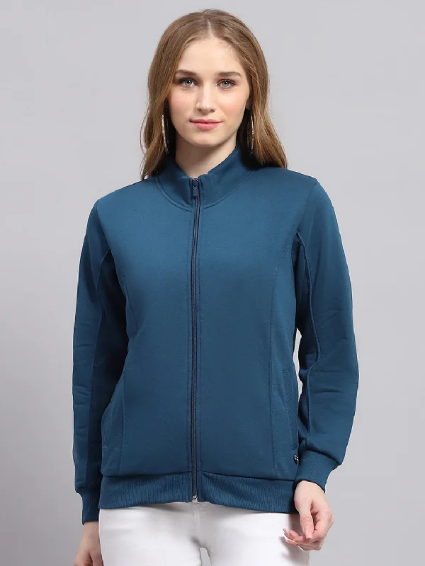 Bold and sophisticated looks for every woman Women Blue Solid Mock Neck Full Sleeve Sweatshirt Bold and sophisticated looks for every woman Women Blue Solid Mock Neck Full Sleeve Sweatshirt