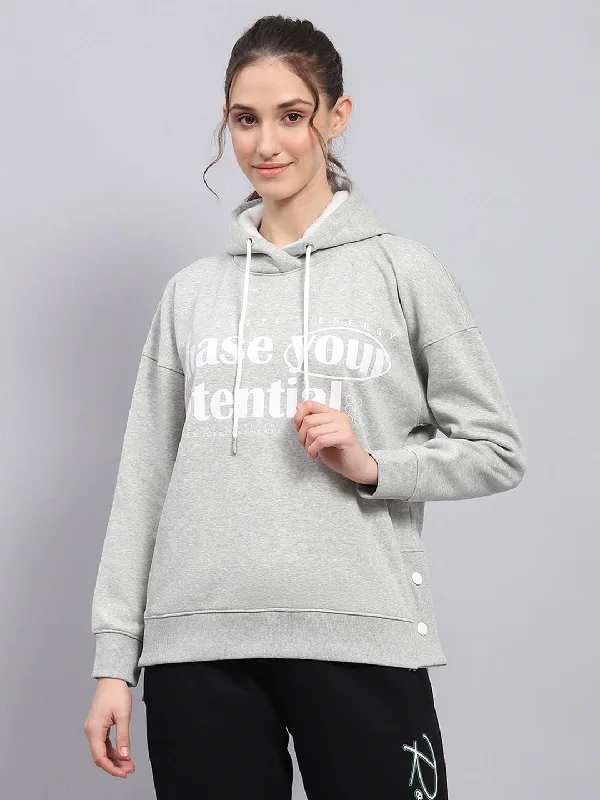 Fashionable, yet affordable women’s apparel Women Grey Printed Hooded Full Sleeve Sweatshirt Fashionable, yet affordable women’s apparel Women Grey Printed Hooded Full Sleeve Sweatshirt