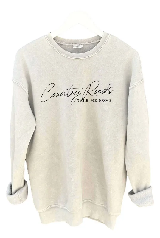 Timeless clothing pieces every woman should own Women's Country Roads Graphic Sweatshirt In Soft Mineral Wash Timeless clothing pieces every woman should own Women's Country Roads Graphic Sweatshirt In Soft Mineral Wash