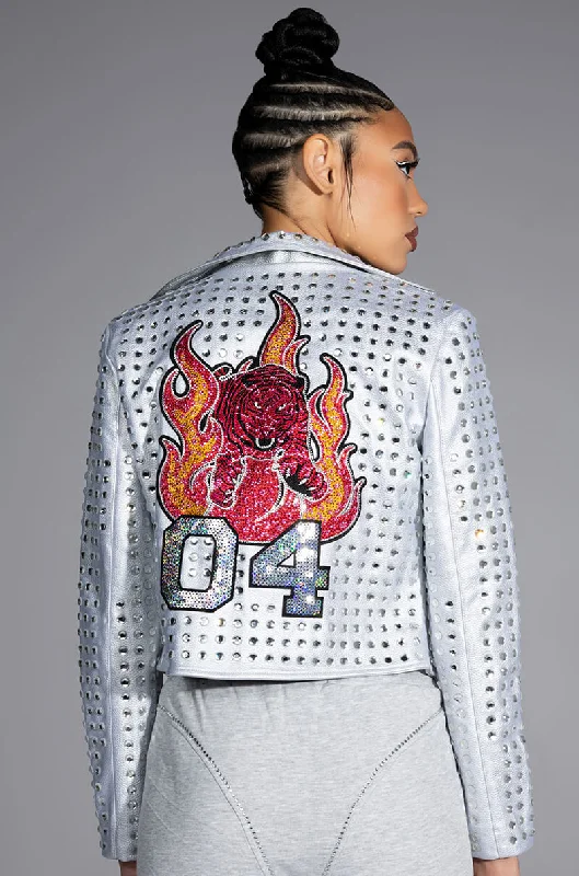 Create a timeless wardrobe with fashionable pieces   YEAR OF THE TIGER SILVER MOTO